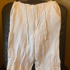 White Linen Trousers by Linea Uomo